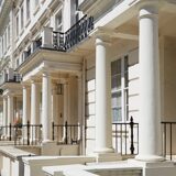 White luxury houses facades in London