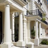 White luxury houses facades in London